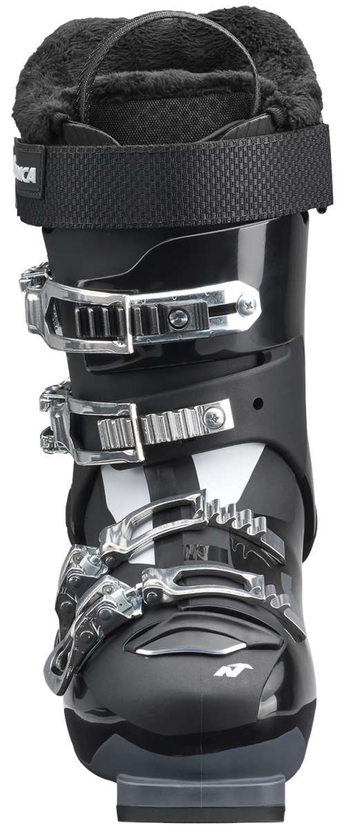 Nordica Ladies Sportmachine 3 65 Ski Boots 2024 - Black ski boots with silver buckles and straps.
