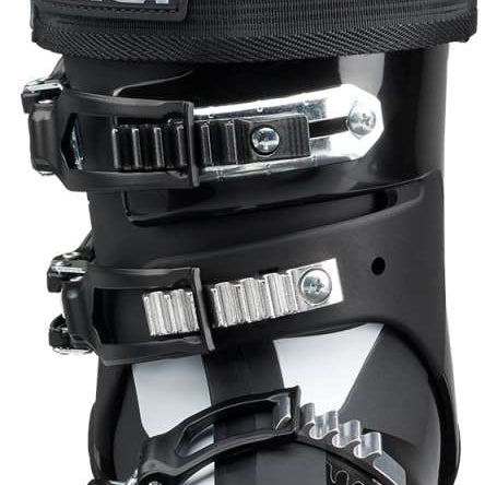 Nordica Ladies Sportmachine 3 85 Ski Boot 2023 - A black ski boot with a gray fuzzy strap on top.