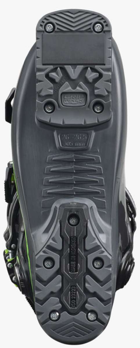 Nordica Promachine 120 Ski Boots 2024 - Black ski boots with silver hardware and a textured rubber sole.