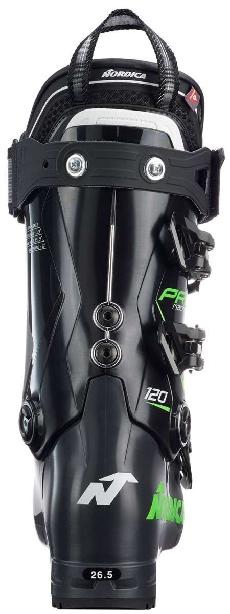 Nordica Promachine 120 Ski Boot 2023 - Black ski boot with white lettering and silver hardware.
