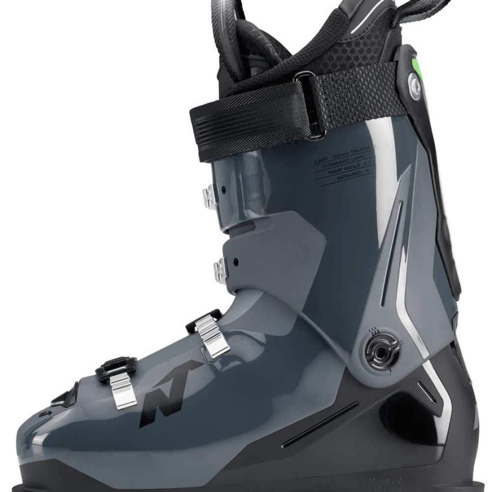 Nordica Sportmachine 3 110 Ski Boot 2023 - Black ski boot with silver buckles and straps.
