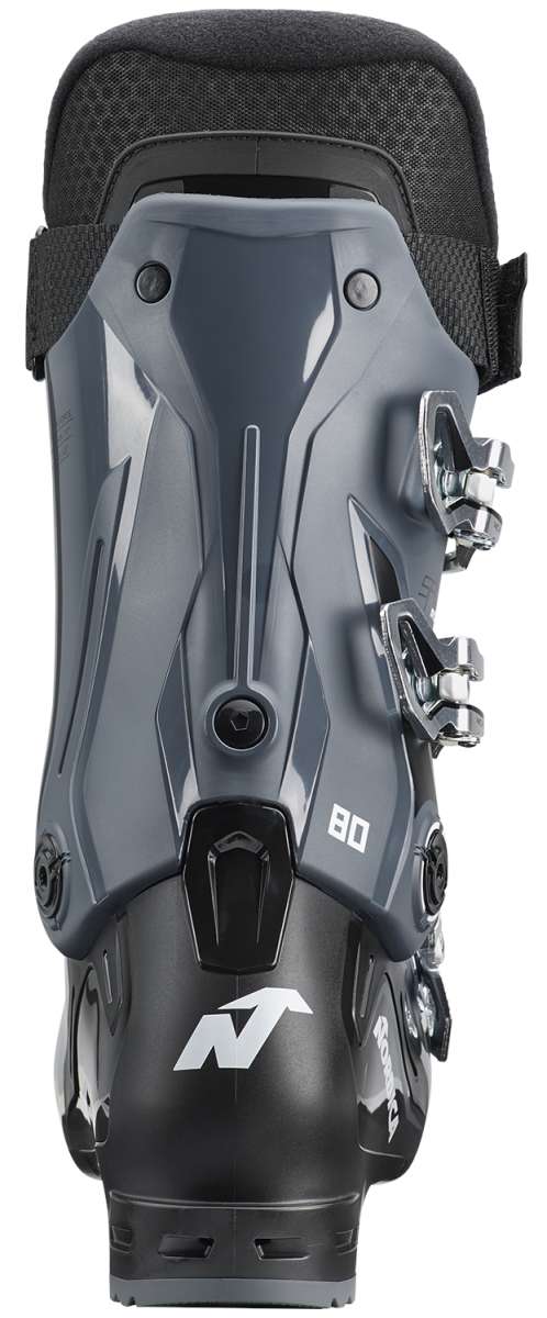 Nordica Sportmachine 3 80 Ski Boot 2023 - Black ski boot with silver buckles and a white "N" logo on the front.