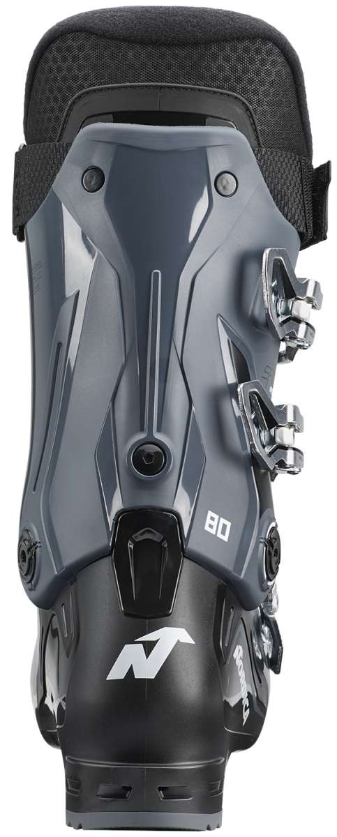 Nordica Sportmachine 3 80 Ski Boots 2024 - Black ski boots with silver buckles and a textured rubber sole.