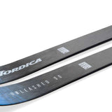Nordica Unleashed 90 Ice Skis 2024 - A pair of black skis with white lettering and a blue tip.