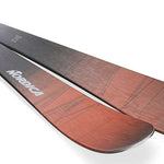 Nordica Unleashed 90 Ice Skis 2024 - A pair of skis with a black and red color scheme, featuring white lettering that reads "Nordica" on the top ski.
