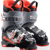 Nordica Youth Speedmachine J 3 Boot 2024 - Black ski boots with red accents and silver buckles.