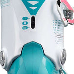 Nordica Youth Speedmachine J 3 Boot 2024 - White boot with silver hardware and a pink strap on the side.