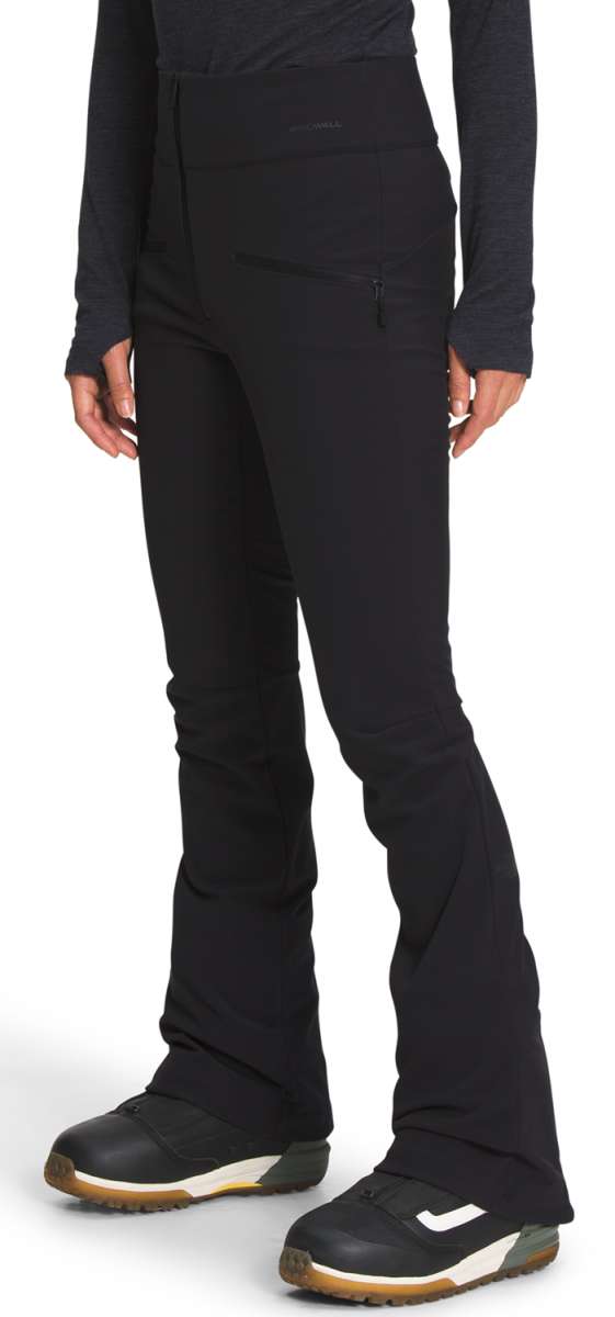 North Face Amy Softshell Pant Short - Black pants with a zippered pocket on the right thigh and a small logo above it.