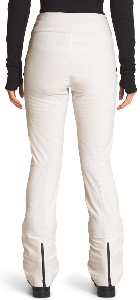 North Face Amy Softshell Pant Short 2022-2023 - A pair of white pants with a black logo on the left thigh and a black zipper at the back.