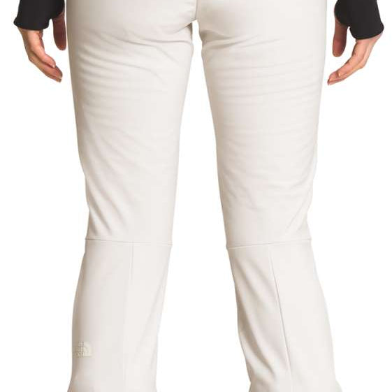 North Face Amy Softshell Pant Short 2022-2023 - A pair of white pants with a black logo on the left thigh and a black zipper at the back.