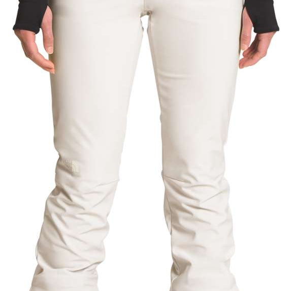 North Face Amy Softshell Pant Short - A pair of white softshell pants with black trim and a zippered pocket on the back.