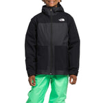 North Face Boys Freedom Triclimate Jacket 2024 - A black jacket with a white logo on the upper left chest area.