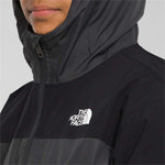 North Face Boys Freedom Triclimate Jacket 2024 - A black and grey jacket with a white logo on the chest.