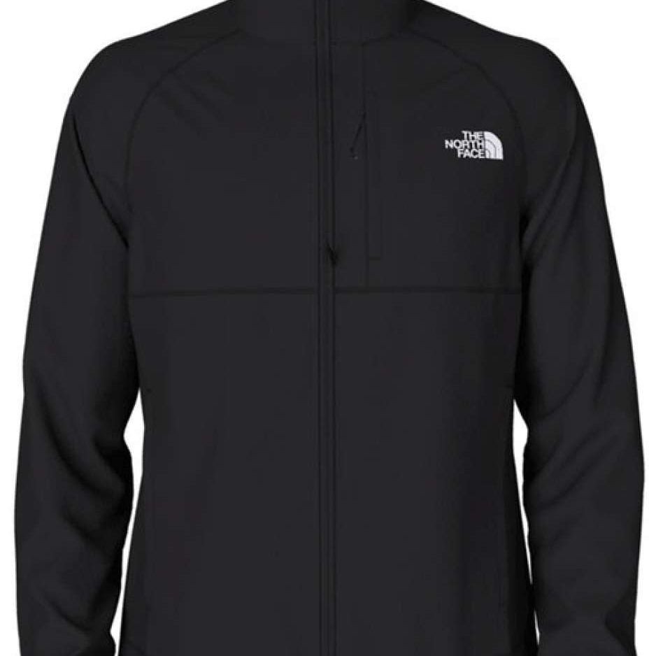 North Face Canyonlands Full Zip Sweater 2024 - A dark gray sweater with a zippered front and white logo on the left chest.