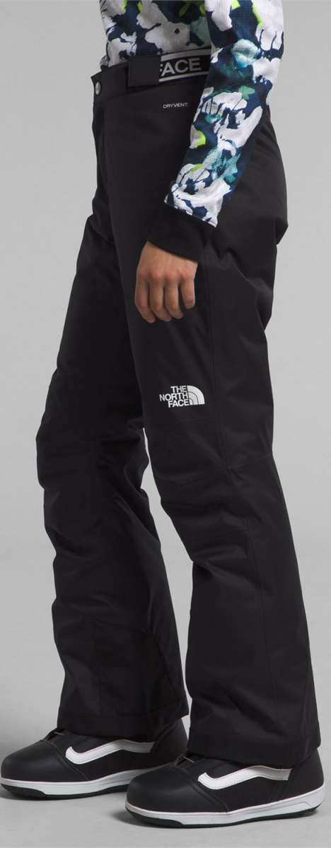 North Face Girls Freedom Insulated Pant 2024 - Black snow pants with a white logo on the left leg.