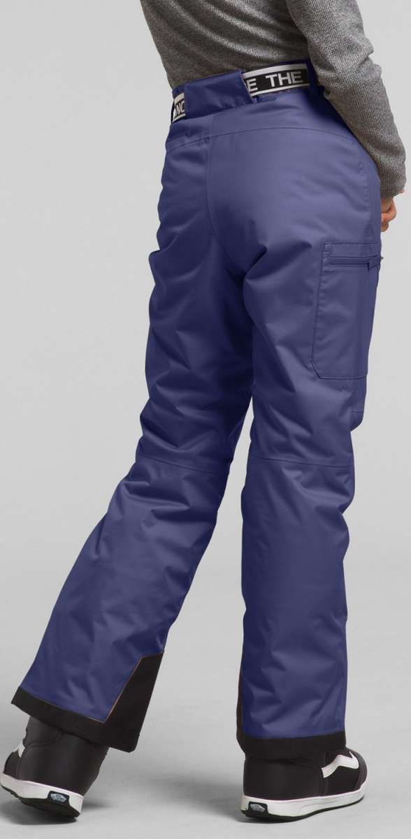 North Face Girls Freedom Insulated Pant 2024 - A pair of dark blue snow pants with a white logo on the waistband.