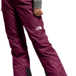 North Face Girls Freedom Insulated Pant 2024 - A pair of insulated ski pants with a white logo on the left thigh and a black waistband with "THE NORTH FACE" in white lettering.