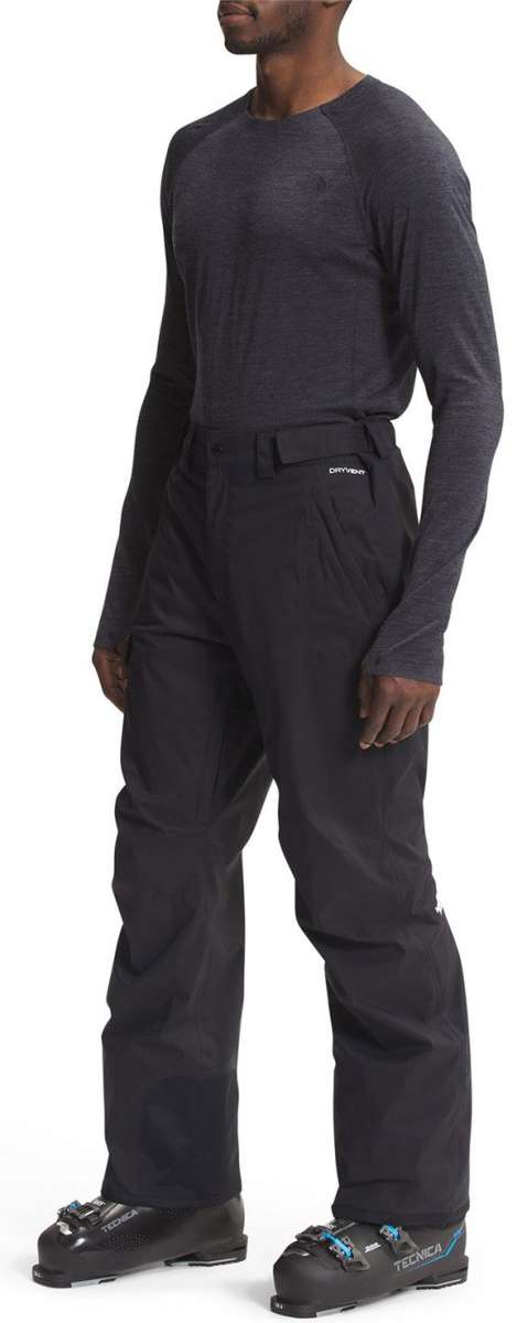 North Face Freedom Stretch Pants - Dark gray pants with a subtle pattern of thin white lines and small, dark-colored dots on the upper thigh area.