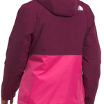 North Face Girls Freedom Triclimate Jacket 2024 - A dark-colored jacket with a white logo on the upper back and a hood.
