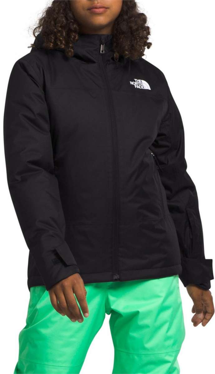 North Face Girls Freedom Insulated Jacket - A black jacket with a white logo on the left chest area.