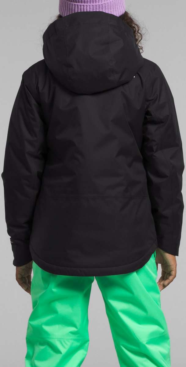 North Face Girls Freedom Insulated Jacket 2024 - A black insulated jacket with a hood, worn by a model from behind.