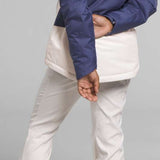 North Face Girls Freedom Insulated Jacket 2024 - A dark blue jacket with a hood and white trim on the pockets.