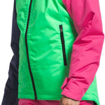 North Face Girls Freedom Insulated Jacket 2024 - A black, green and pink jacket with a white logo on the chest.