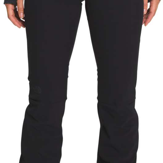 North Face Ladies Amy Softshell Pant - Black pants with zippered pockets and a black zipper on the back of the waistband.