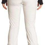 North Face Ladies Amy Softshell Pant - A pair of white pants with a subtle black stripe on the side, featuring a zippered pocket at the back.