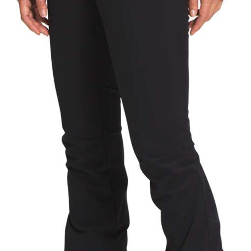North Face Ladies Amy Softshell Pant - Black pants with zippered pockets and a small pocket on the right thigh.