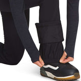 North Face Ladies Amy Softshell Pant - A pair of black softshell pants with a subtle heathered texture and a slight sheen, featuring an elastic waistband and cuffs.