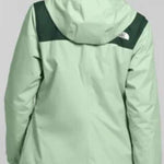 North Face Ladies Antora Triclimate Shell Jacket 2024 - A light green jacket with a darker green stripe across the shoulders and hood.