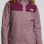 North Face Ladies Antora Triclimate Shell Jacket - A three-in-one jacket with a black shell, light gray zip-up liner, and darker gray removable hood.