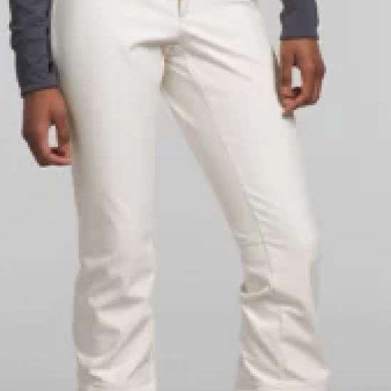 North Face Ladies Apex Stretch Soft-Shell Pants Tall - These pants are white with a subtle black stripe down the side of each leg.