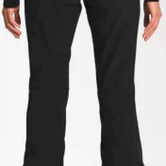 North Face Ladies Apex Stretch Soft-Shell Pants Tall - Black pants with a subtle sheen, featuring a stretchy material and a tall length.