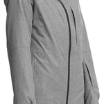 North Face Women's Thermoball Eco Triclimate Jacket - A heathered grey jacket with a black zipper and logo on the left chest.