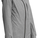 North Face Women's Thermoball Eco Triclimate Jacket - A heathered grey jacket with a black zipper and logo on the left chest.