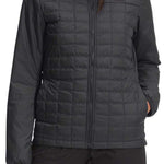 North Face Women's Thermoball Eco Triclimate Jacket - A black jacket with a quilted pattern and a zippered front, featuring a logo on the upper left chest area.