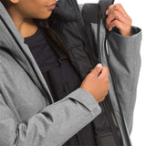 North Face Women's Thermoball Eco Triclimate Jacket - A grey jacket with a black zipper and two zippered pockets on the front.