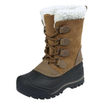 Northside Kids Back Country Insulated Boot 2024 - Tan suede boot with brown laces and a black sole.