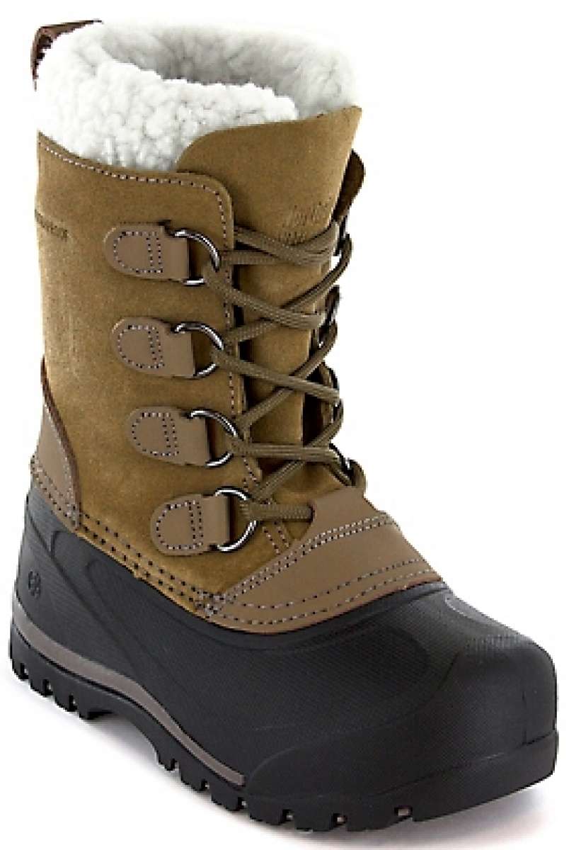 Northside Back Country insulated Boot 2024 - A tall, tan suede boot with a thick black sole and white fleece lining visible at the top.