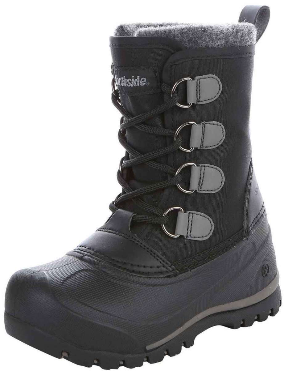 Northside Back Country insulated Boot 2024 - A tall, dark gray boot with a thick sole and laces that are tied in front.