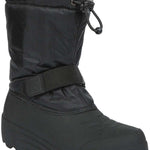 Northside Boys Frosty Insulated Snow Boot 2024 - Black snow boot with a strap and buckle on the side, featuring a textured pattern on the toe area.