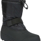 Northside Boys Frosty Insulated Snow Boot 2024 - Black snow boot with a strap and buckle on the side, featuring a textured pattern on the toe area.