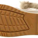 Northside Ladies Brookelle SE Boot 2024 - A tan suede boot with a fuzzy, off-white trim and a brown sole.