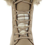 Northside Ladies Brookelle SE Boot 2024 - A tan suede boot with a fur-lined collar and laces.