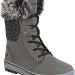 Northside Ladies Brookelle SE Boot 2024 - A tall, dark gray boot with a thick sole and a fur-lined cuff at the top.