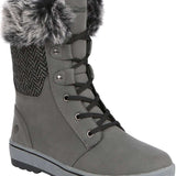 Northside Ladies Brookelle SE Boot 2024 - A tall, dark gray boot with a thick sole and a fur-lined cuff at the top.