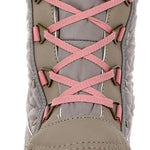 Northside Ladies Modesto Mid-Calf Boots - A pair of mid-calf boots with a quilted pattern on the upper portion, featuring a pink and white color scheme.