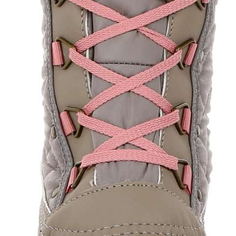 Northside Ladies Modesto Mid-Calf Boots - A pair of mid-calf boots with a quilted pattern on the upper portion, featuring a pink and white color scheme.